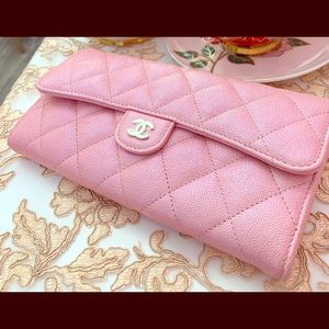 Chanel long wallet 19s iridescent pink in great condition